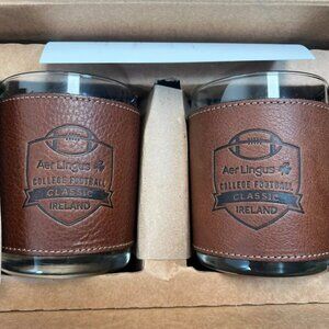 Clayton & Crume Handcrafted Leather Goods Rocks Glasses 2023 Navy vs Notre Dame